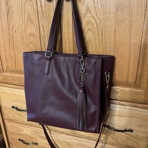 Kaari Blue Deep Burgundy Tote with Tassel Charm